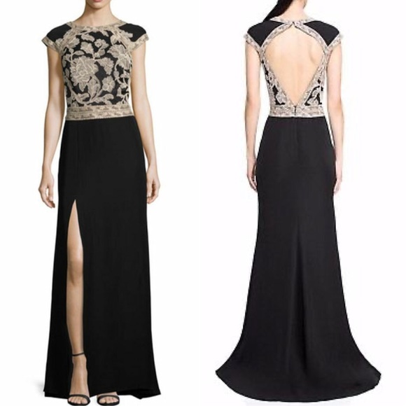 Tadashi Shoji Dresses & Skirts - TadashiGinseng Black Lace Back Cutout Sheath Gown